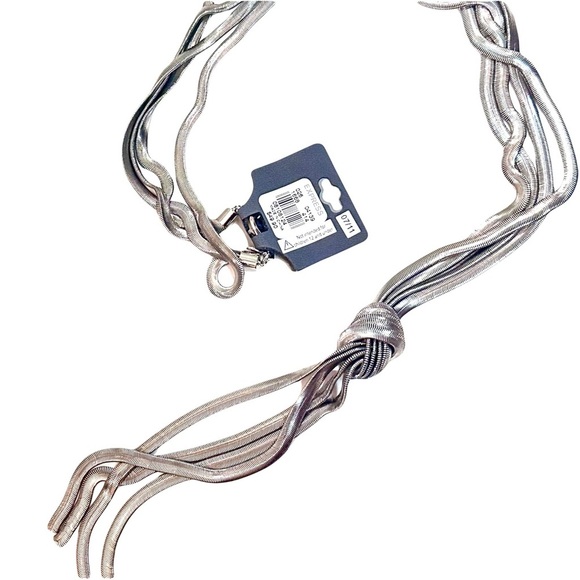 EXPRESS Silver Snake Chain Knot Lariat Tassel Necklace NWT​ - Picture 4 of 7